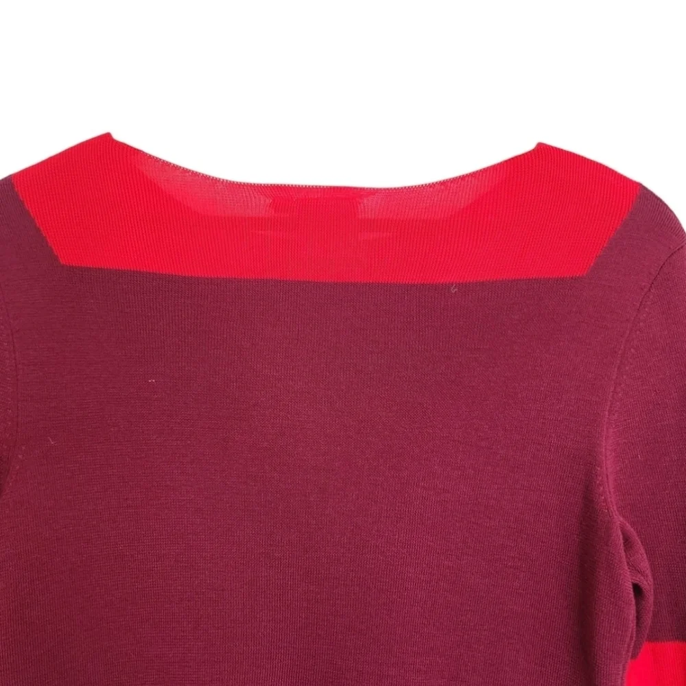 Tory Burch Wool Blend Boatneck Sweater Womens Size Small Colorblock Red Purple